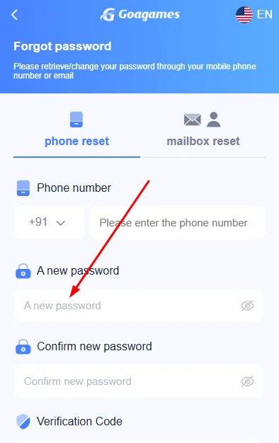 Create a new password